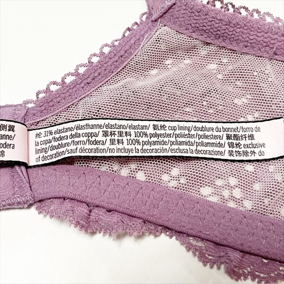 Victoria’s Secret Dream Angels Push-up Bra 34D underwire lavender purple lace - Picture 8 of 9